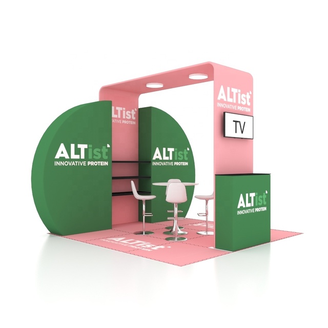 Vogue Design Logo Branded 10x10ft Modular Aluminum Tool Free Portable Custom Expo Backdrop Stand Event Exhibition Booth