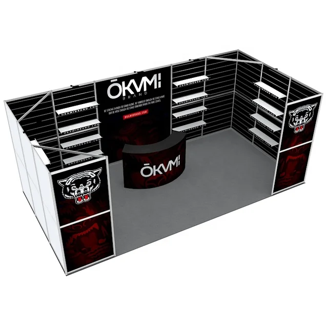 Customizable 10X20 Portable Exhibition Booth with Aluminum Frame Dye Sublimation Printing Foldable Slat Wall Trade Show Booth